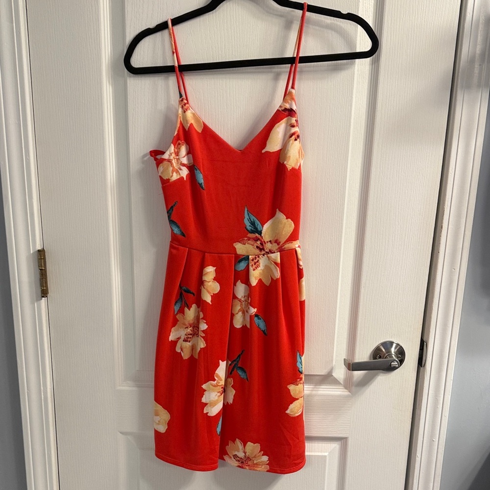 Monteau Red Floral Mini Dress